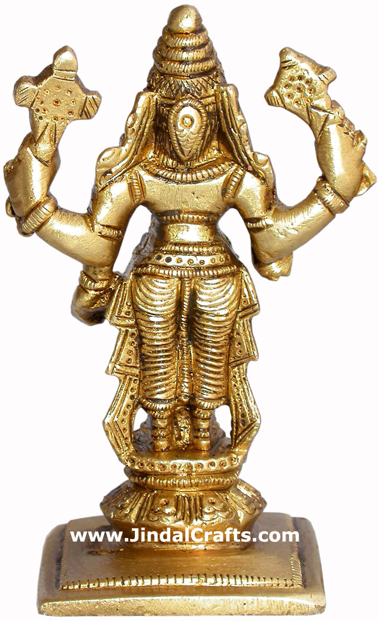 Vishnu - Hand Carved Indian Art Craft Handicraft Home Decor Brass Figurine