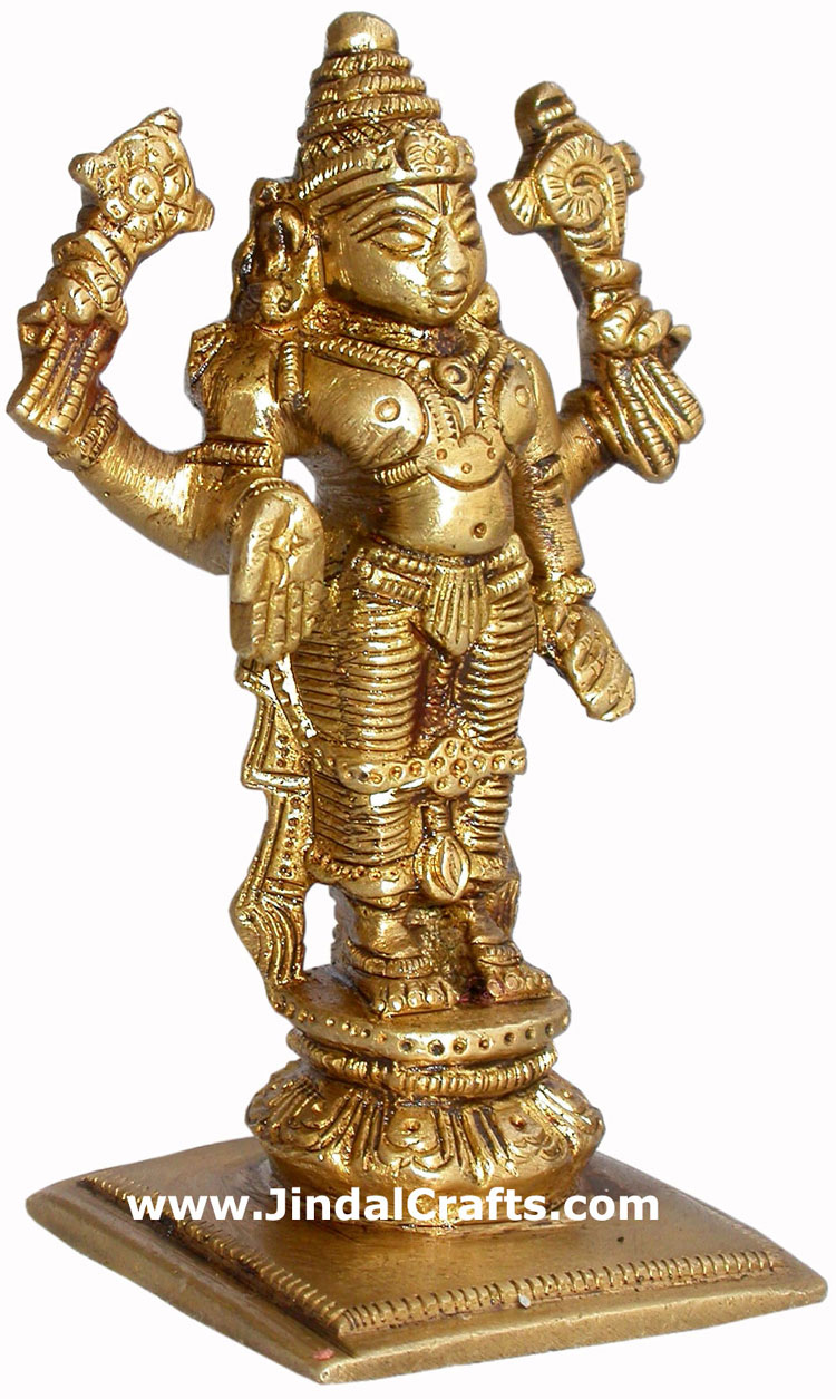 Vishnu - Hand Carved Indian Art Craft Handicraft Home Decor Brass Figurine
