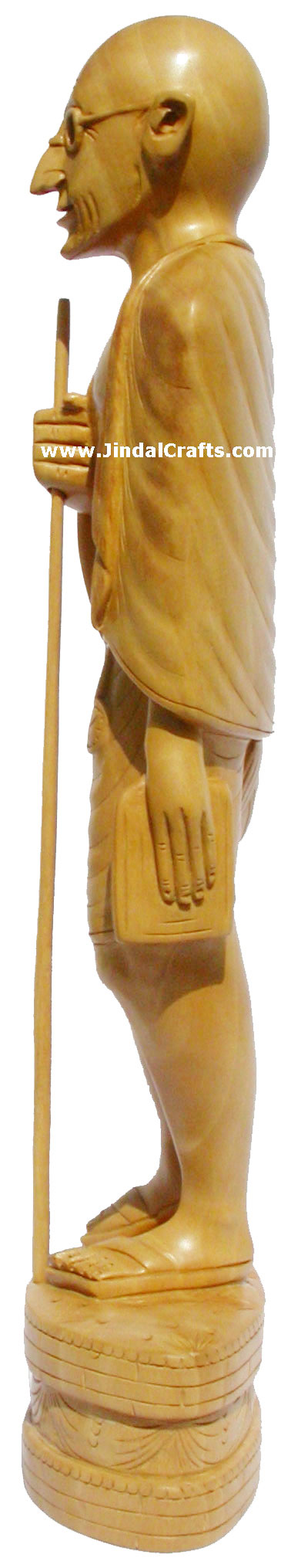 Hand Carved Wooden Mahatma Gandhi Statue Indian Art Work Sculpture Figurine Art