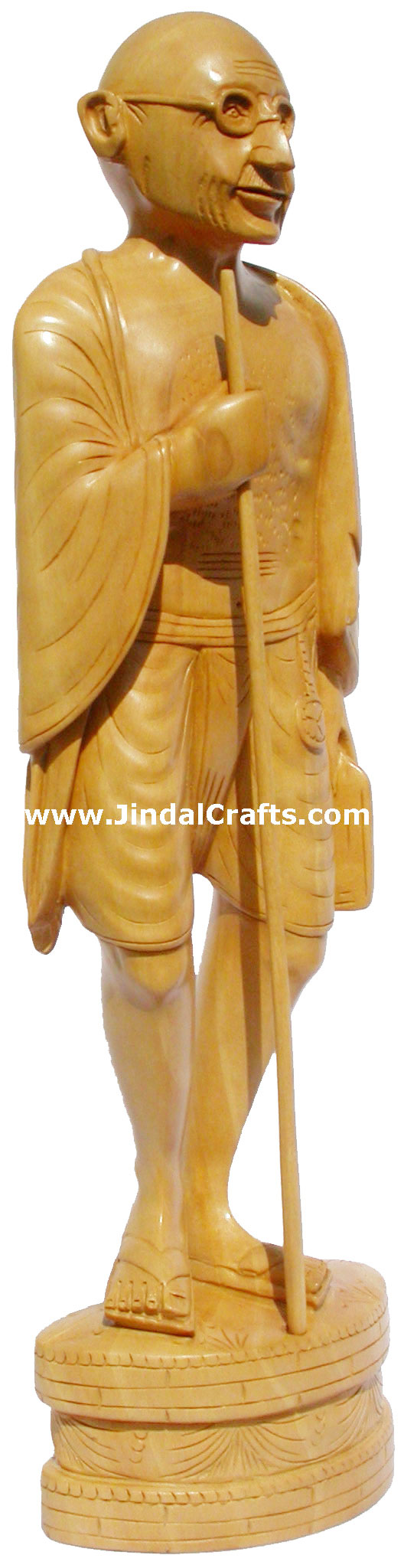 Hand Carved Wooden Mahatma Gandhi Statue Indian Art Work Sculpture Figurine Art