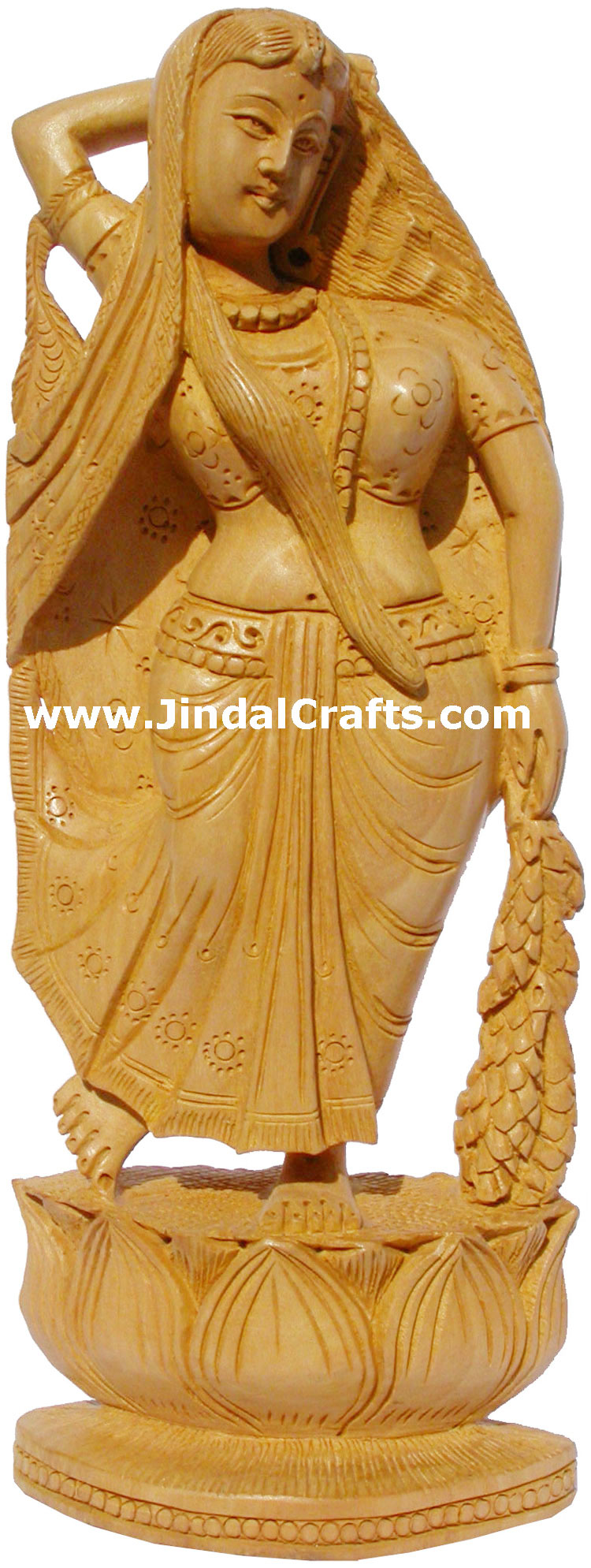 Wood Sculpture Indian Village Lady figurine India Art