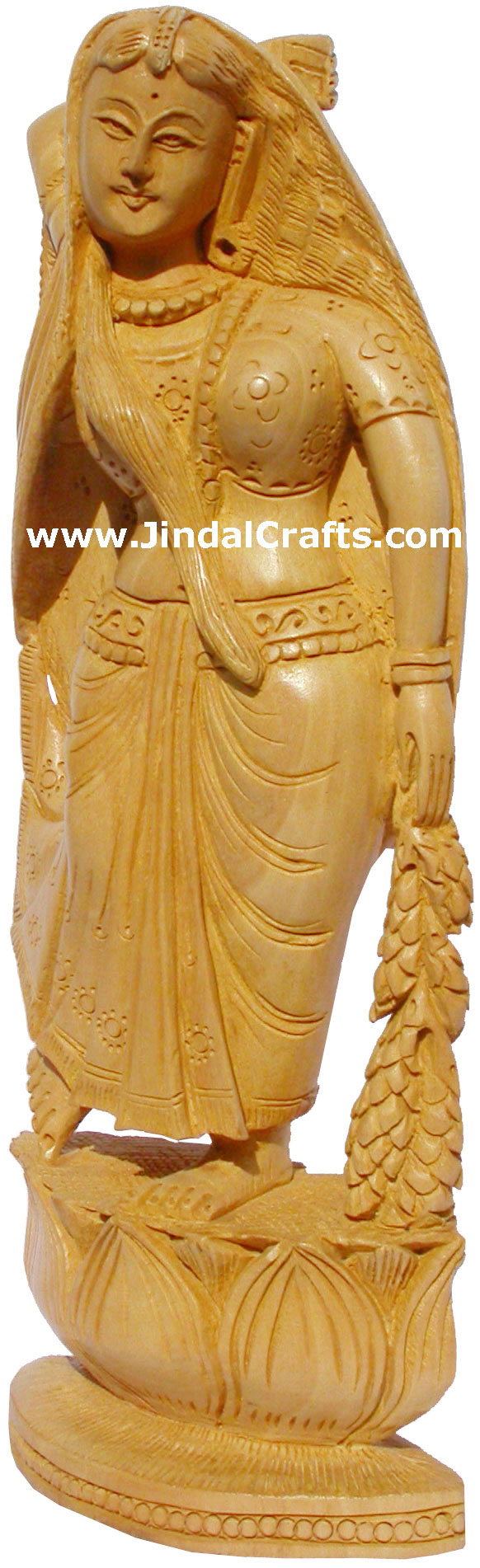 Wood Sculpture Indian Village Lady figurine India Art
