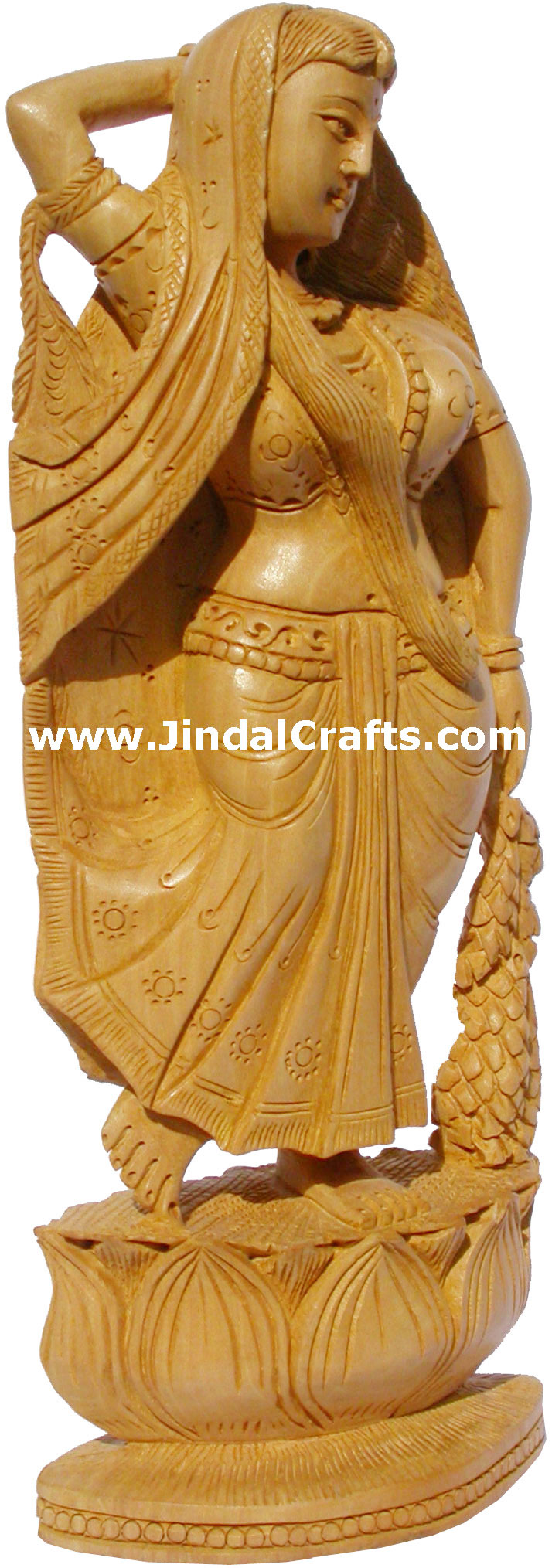Wood Sculpture Indian Village Lady figurine India Art
