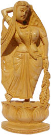 Wood Sculpture Indian Village Lady figurine India Art