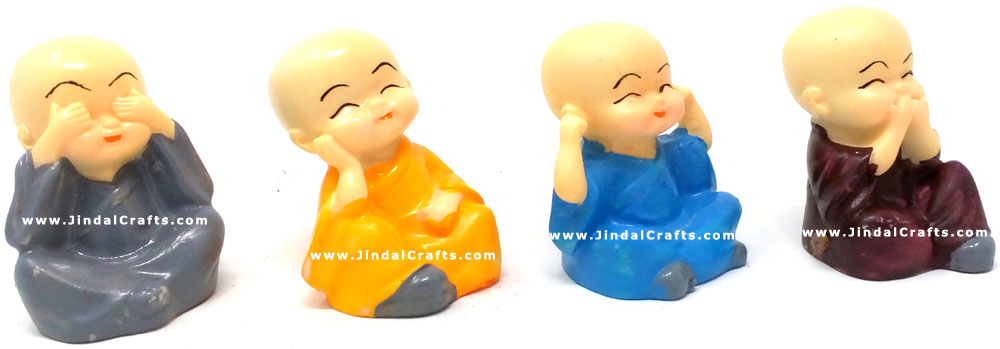 Set of 4 Monks - Polyresin made Decorative Figures India