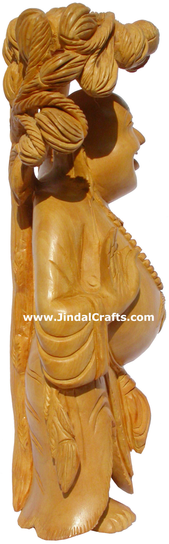 Wood Sculpture Happy Laughing Buddha Vaastu India Art