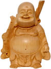 Wooden Sculpture Happy Laughing Buddha Vaastu India Art