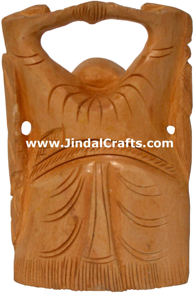 Hand Carved Kadam Wood Happy Buddha India Artifacts Art