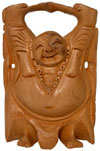 Hand Carved Kadam Wood Happy Buddha India Artifacts Art
