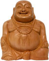 Hand Carved Wooden Laughing Buddha Figure Indian Art