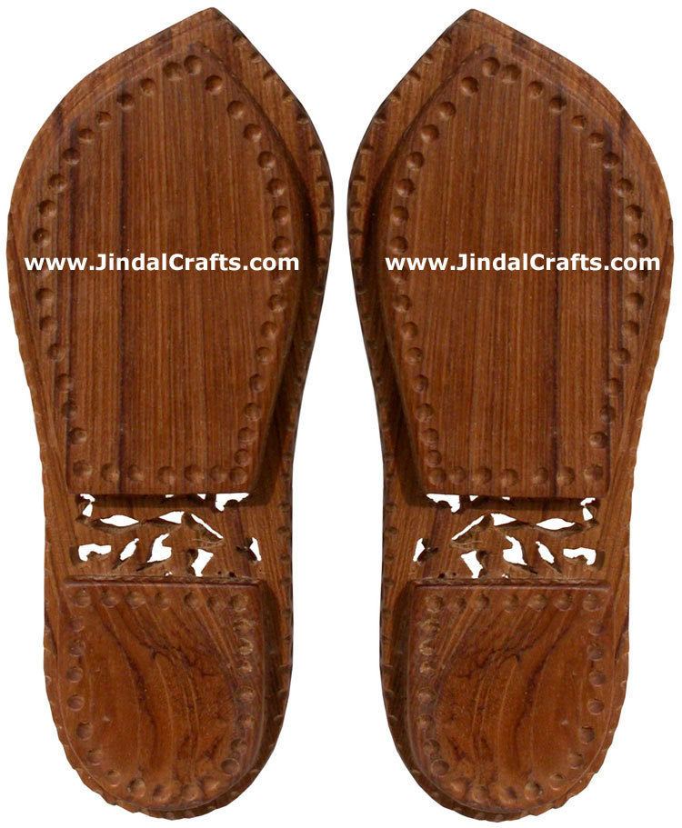 Lord Vishnu Feet Mark - Hand Carved Wooden Religious