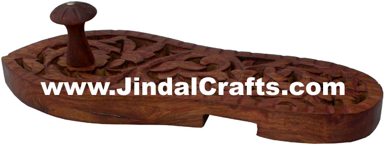 Hand Carved Wooden Paduka Hindu Religious Artifact Indian Handicrafts Arts