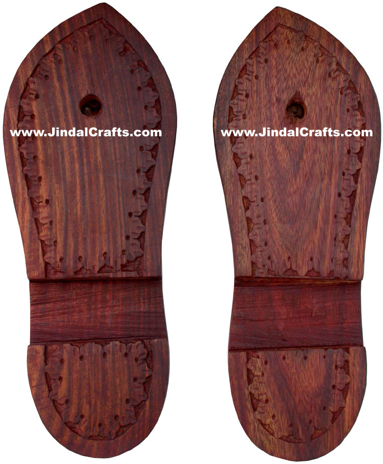 Hand Carved Wooden Paduka Hindu Religious Artifact Indian Handicrafts Crafts