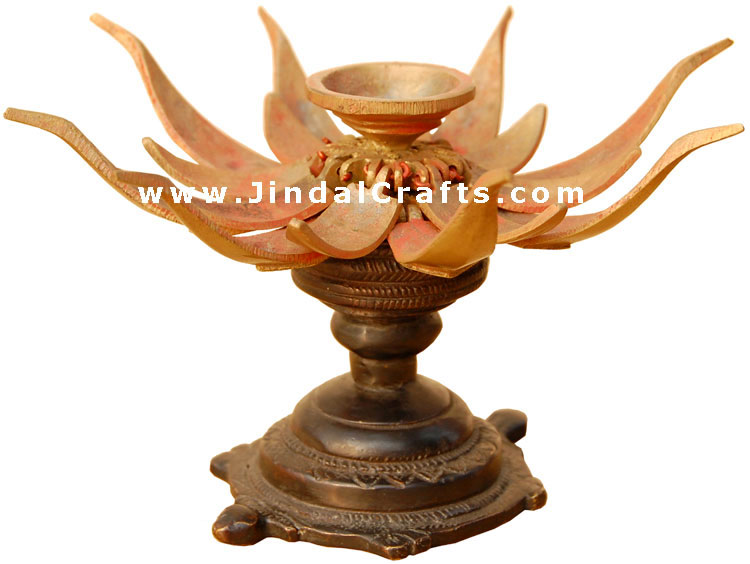 Lotus Candle Holder Diya - Folding Candle Stand Tradtional Art India