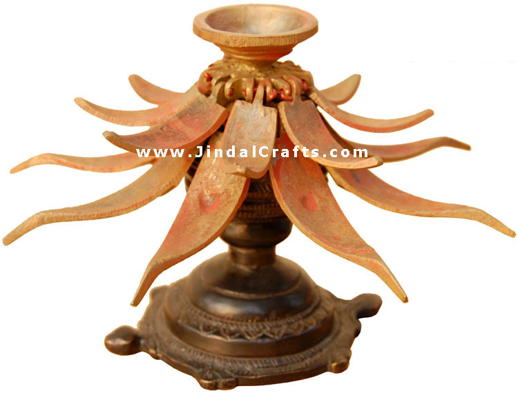 Lotus Candle Holder Diya - Folding Candle Stand Tradtional Art India