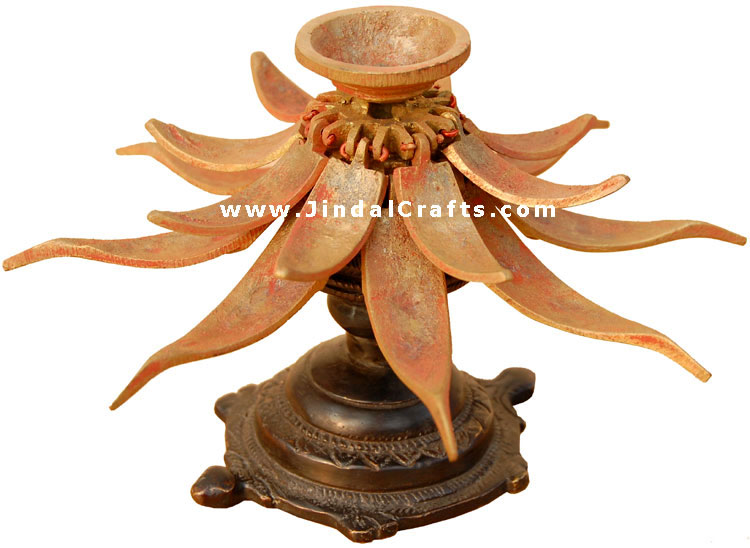 Lotus Candle Holder Diya - Folding Candle Stand Tradtional Art India
