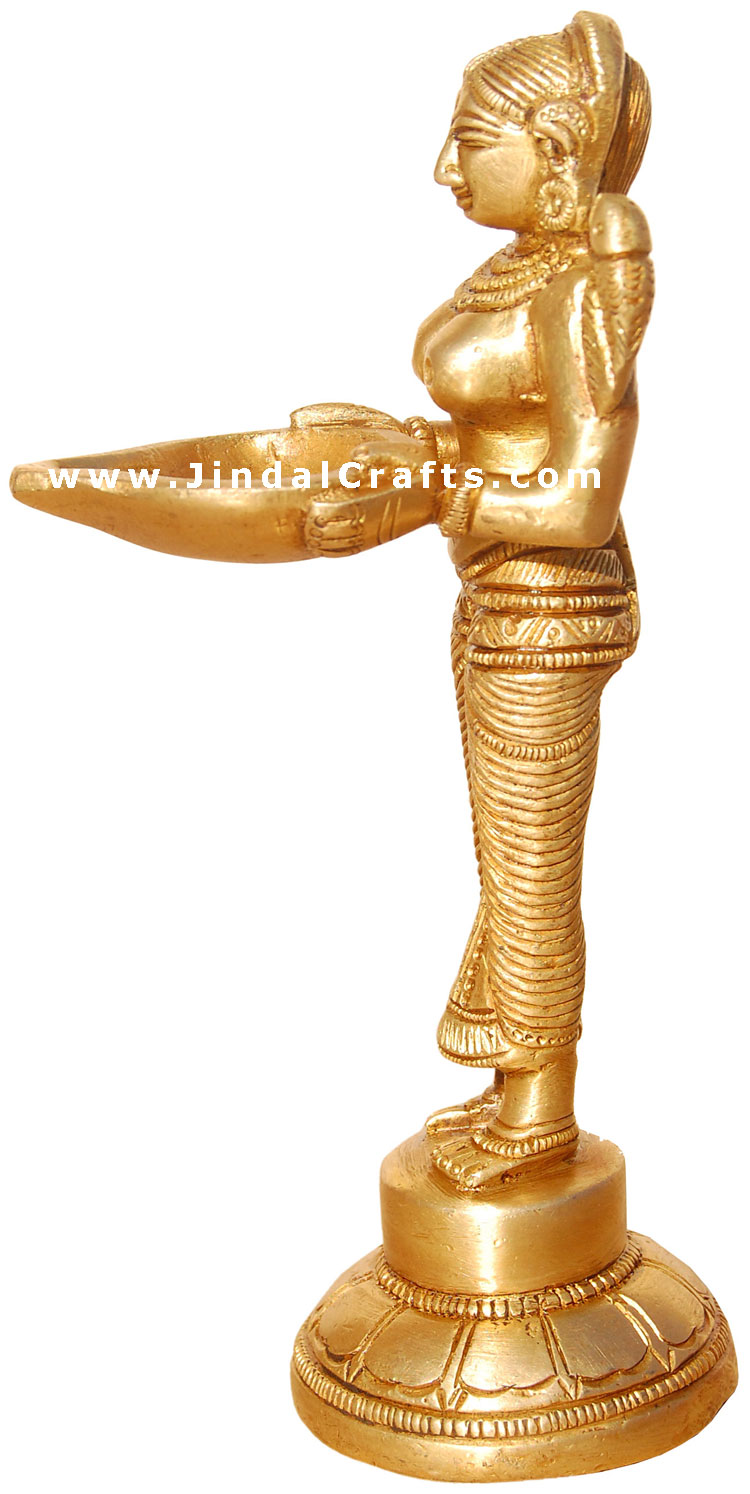 Welcome Lady with Diyas Deepak - Indian Traditional Way