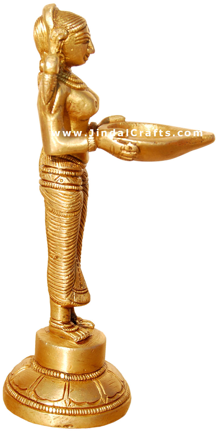 Welcome Lady with Diyas Deepak - Indian Traditional Way