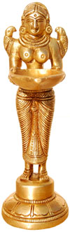 Welcome Lady with Diyas Deepak - Indian Traditional Way