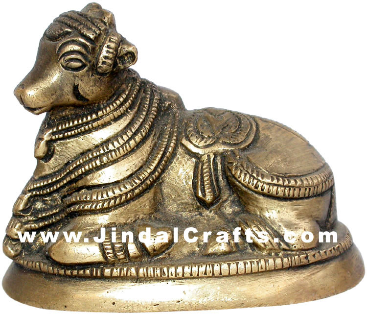 Nandi Indian Religious Brass Figurines Idols Handmade