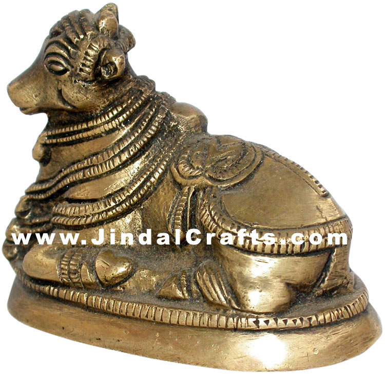 Nandi Indian Religious Brass Figurines Idols Handmade