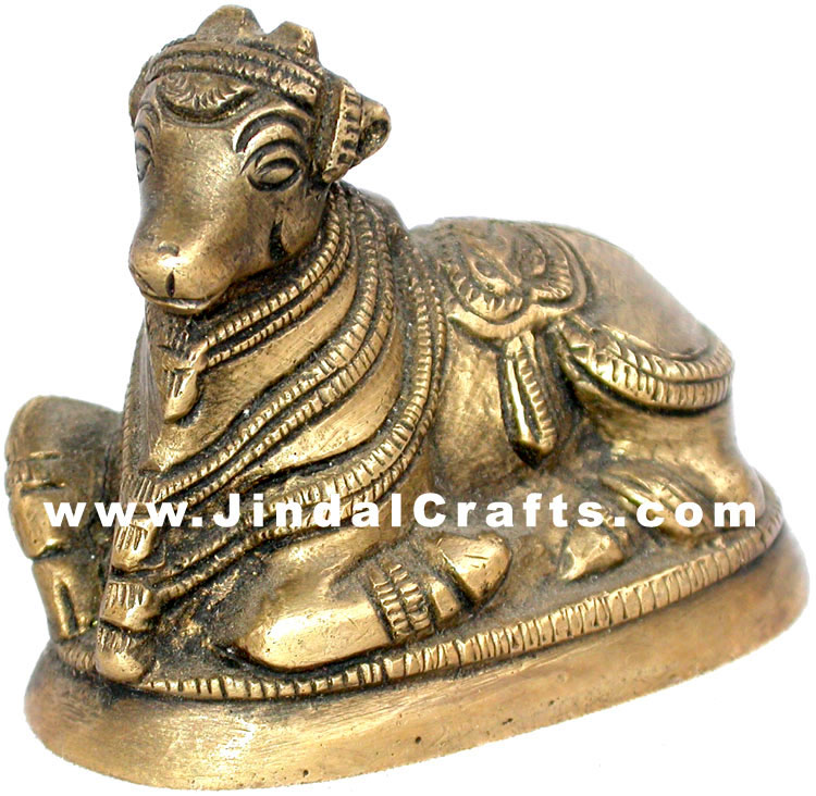 Nandi Indian Religious Brass Figurines Idols Handmade
