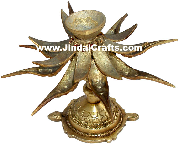 Brass Lotus Candle Holder Artifact Indian Handicrafts Crafts