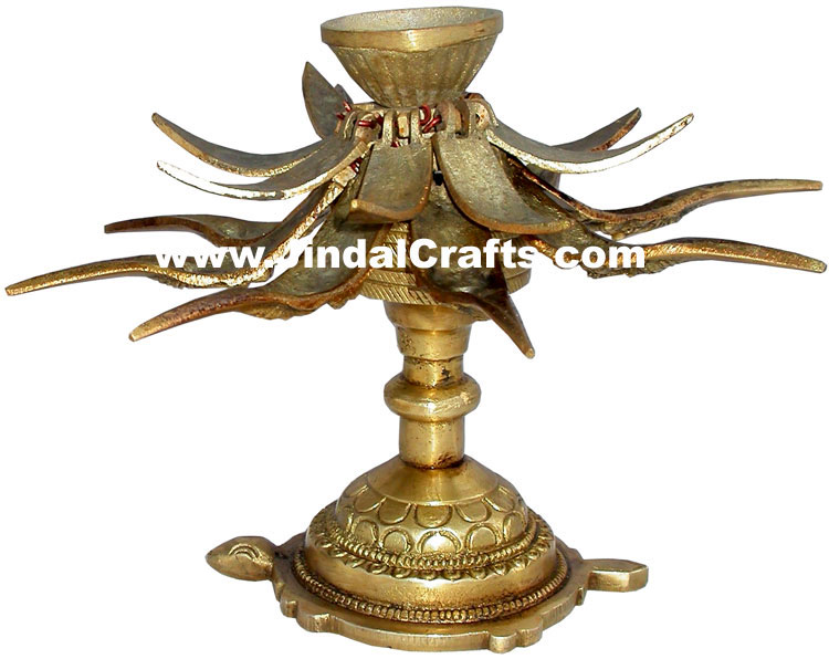 Brass Lotus Candle Holder Artifact Indian Handicrafts Crafts