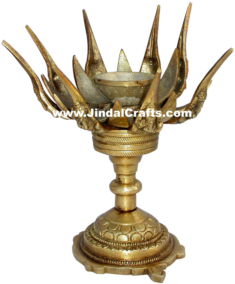 Brass Lotus Candle Holder Artifact Indian Handicrafts Crafts