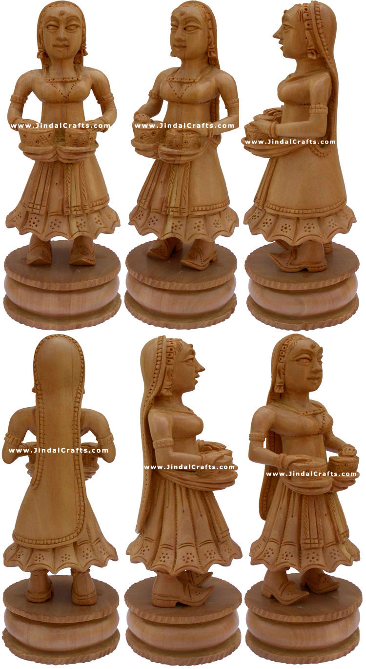 Set of 6 Musical Dolls - Wooden Carving Handmade Traditional Indian Artifacts