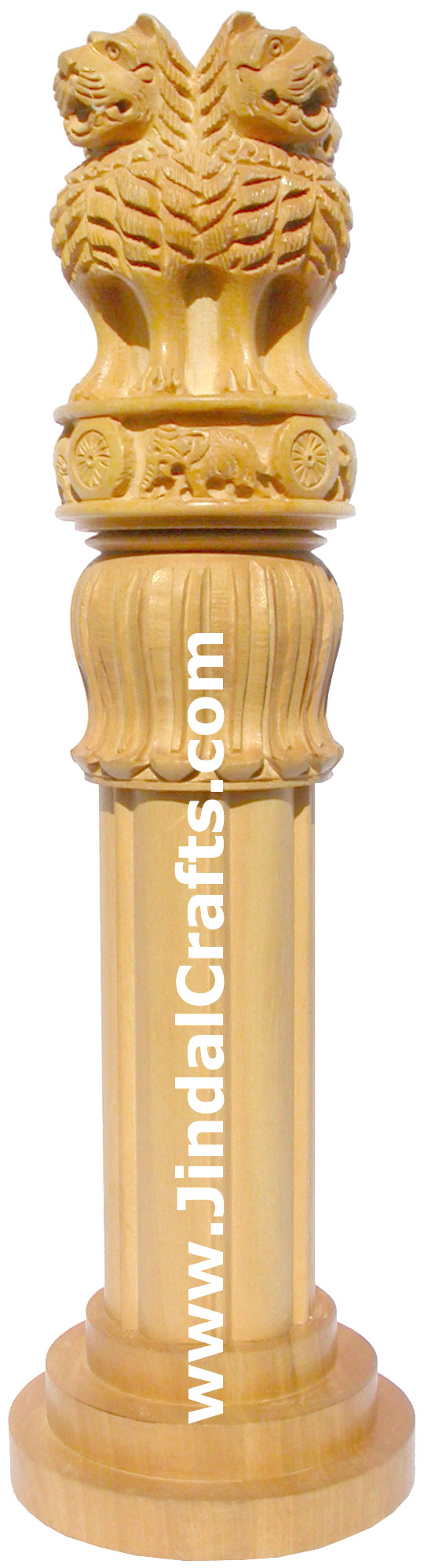 Hand Carved Ashoka Pillar Stambh National Emblem Symbol Lion of Sarnath India