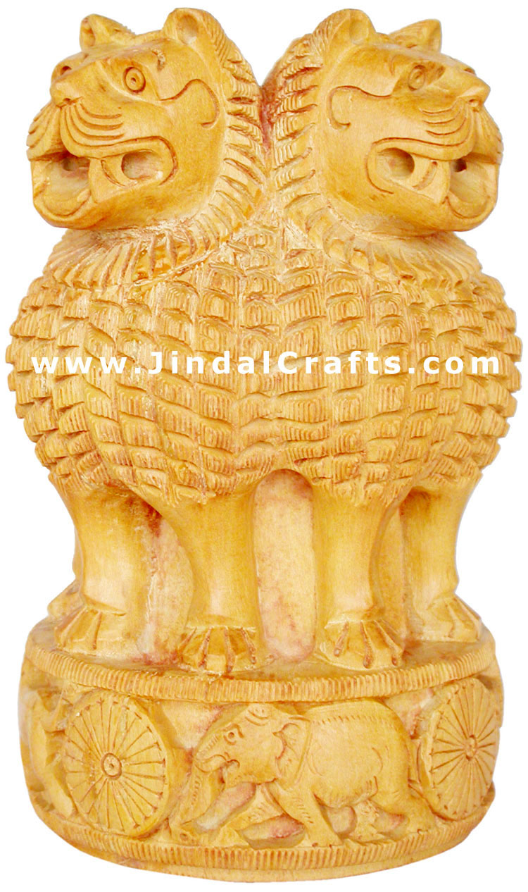 Hand Carved Natiional Symbol of India Ashoka Head Art