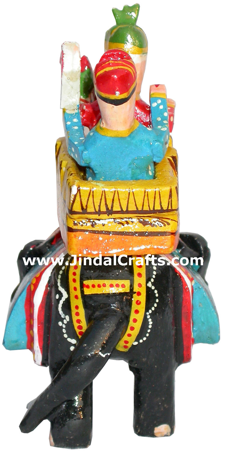 King Hunting on Elephant Hand Carved India Artifacts