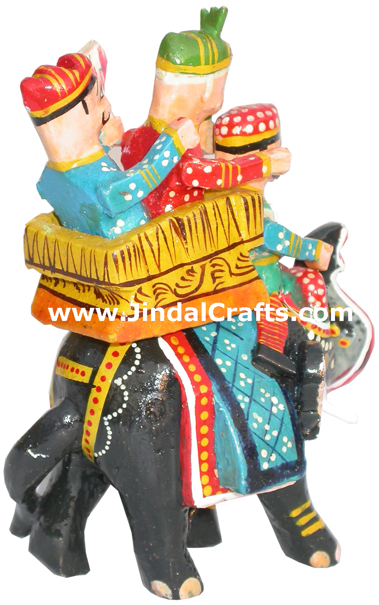 King Hunting on Elephant Hand Carved India Artifacts