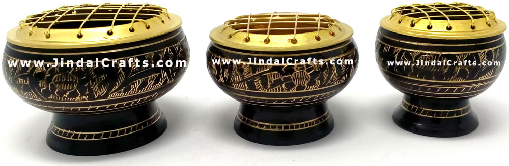 Decorative Brass made Resin Charcoal Incense Cones Bakhour Burners from India