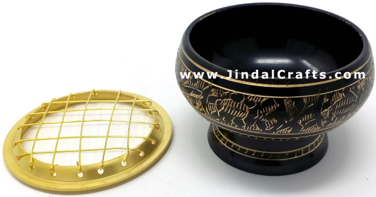 Decorative Brass made Resin Charcoal Incense Cones Bakhour Burners from India