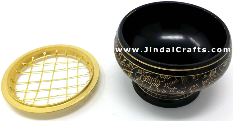 Decorative Brass made Resin Charcoal Incense Cones Bakhour Burners from India