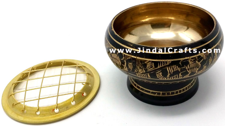 Decorative Brass made Resin Charcoal Incense Cones Bakhour Burners from India