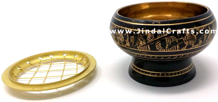 Decorative Brass made Resin Charcoal Incense Cones Bakhour Burners from India