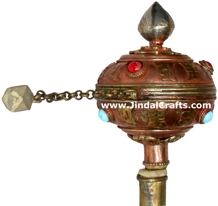 Tibetan Copper Mani Mantra Prayer Wheel Buddha