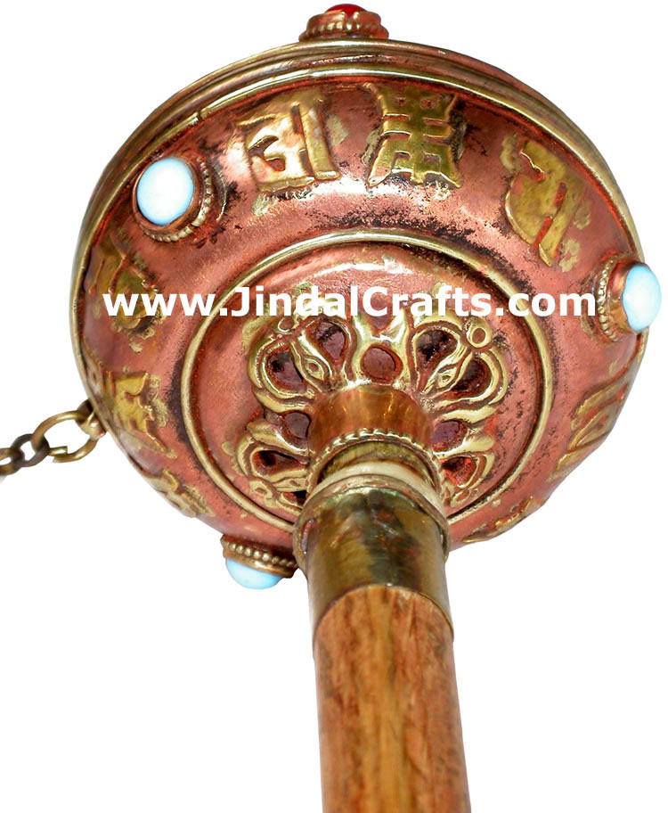Tibetan Copper Mani Mantra Prayer Wheel Buddha