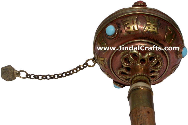 Tibetan Copper Mani Mantra Prayer Wheel Buddha