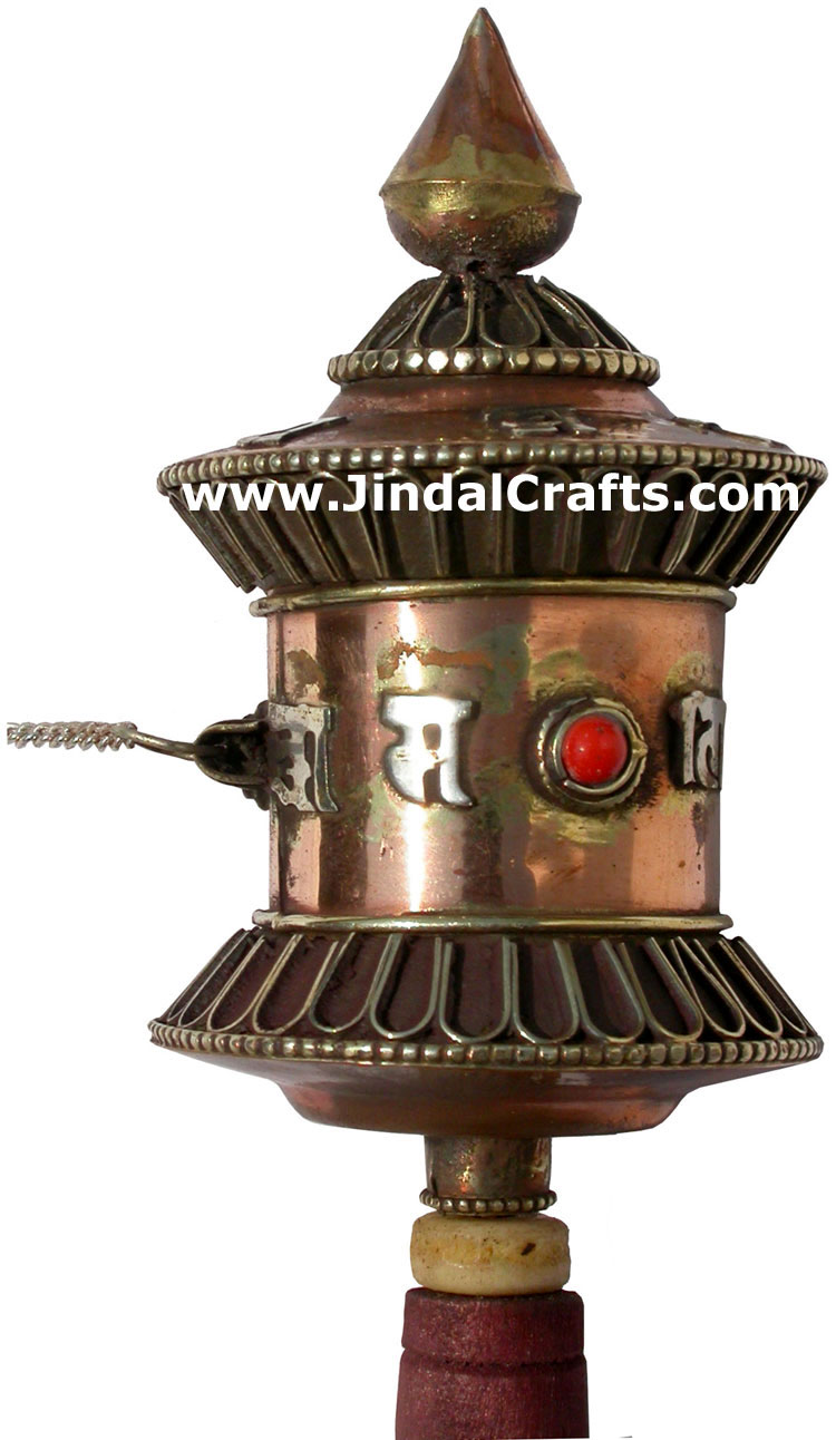 Tibetan Copper Mani Mantra Prayer Wheel Buddha