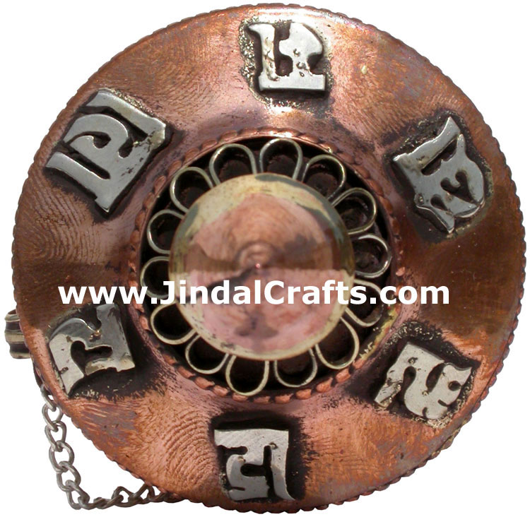 Tibetan Copper Mani Mantra Prayer Wheel Buddha
