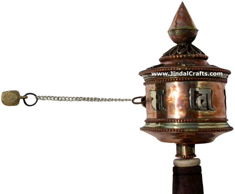 Tibetan Copper Mani Mantra Prayer Wheel Buddha