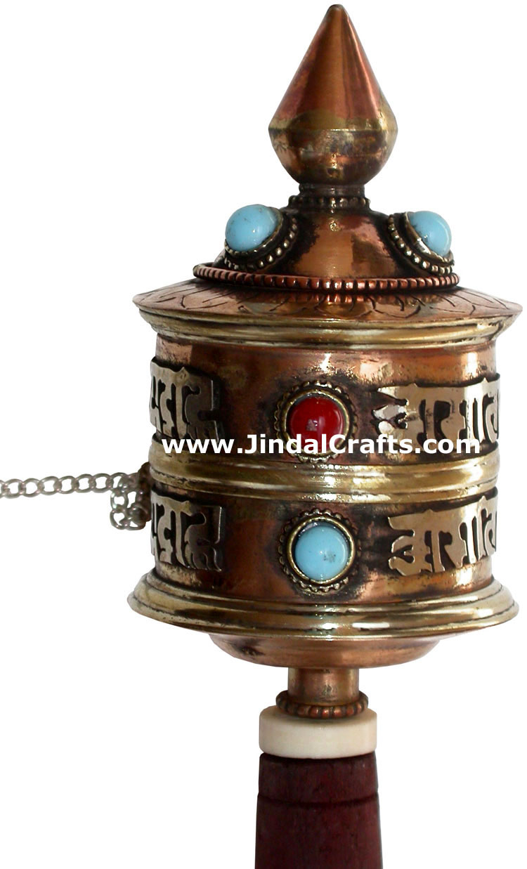 Tibetan Copper Mani Mantra Prayer Wheel Buddha