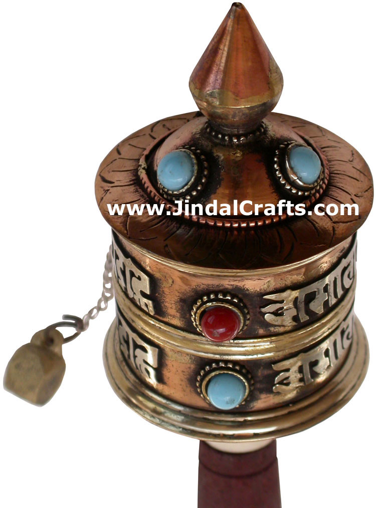 Tibetan Copper Mani Mantra Prayer Wheel Buddha