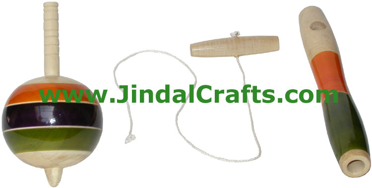 Stick Spinning Top - Handmade Wooden Toy from India