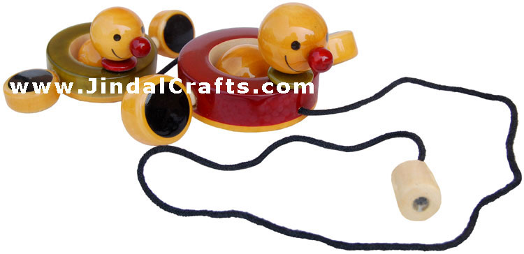 Wooden Moving Ducks Toy - Hand Made Vegetable Colors