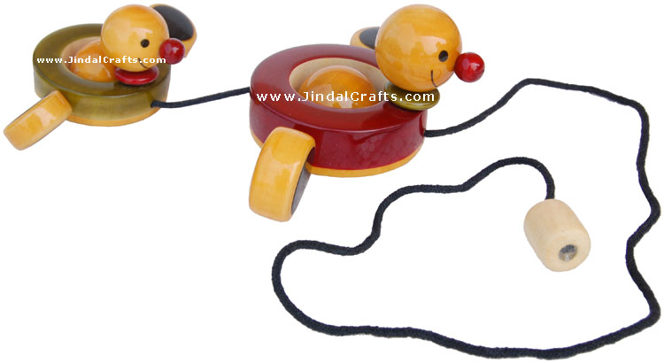 Wooden Moving Ducks Toy - Hand Made Vegetable Colors